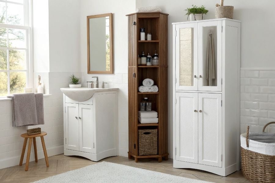 Kichik hammom uchun 3 ta ixcham shkaf: tanlash va o’rnatish