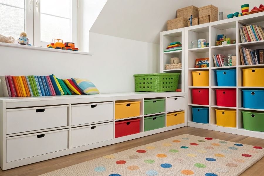 Bolalar xonasi uchun ixcham saqlash yechimlari