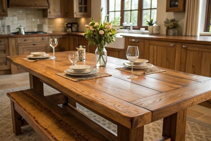 Деревянные кухонные столы: виды и особенности выбора