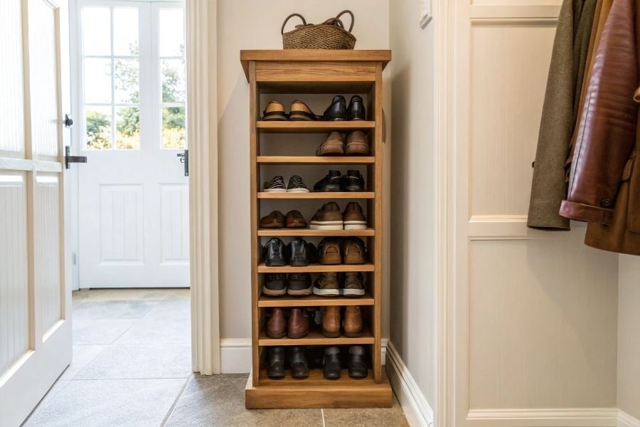 Узкие обувницы: 3 дизайнерских решения для экономии места