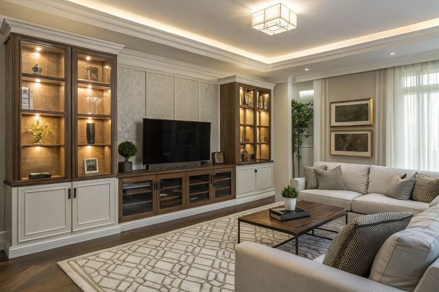 Стенки со шкафами для гостиной: варианты размещения