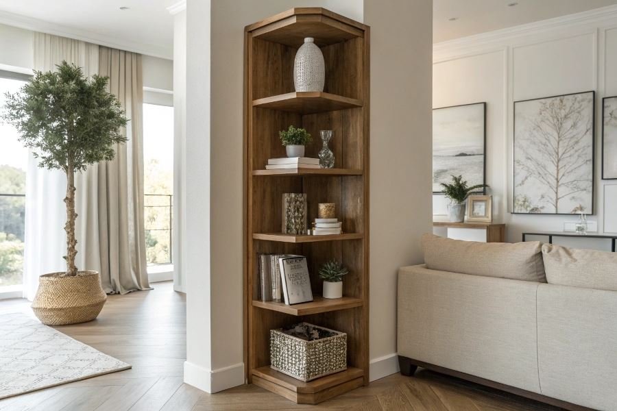 Угловые настенные полки: преимущества и решения проблем