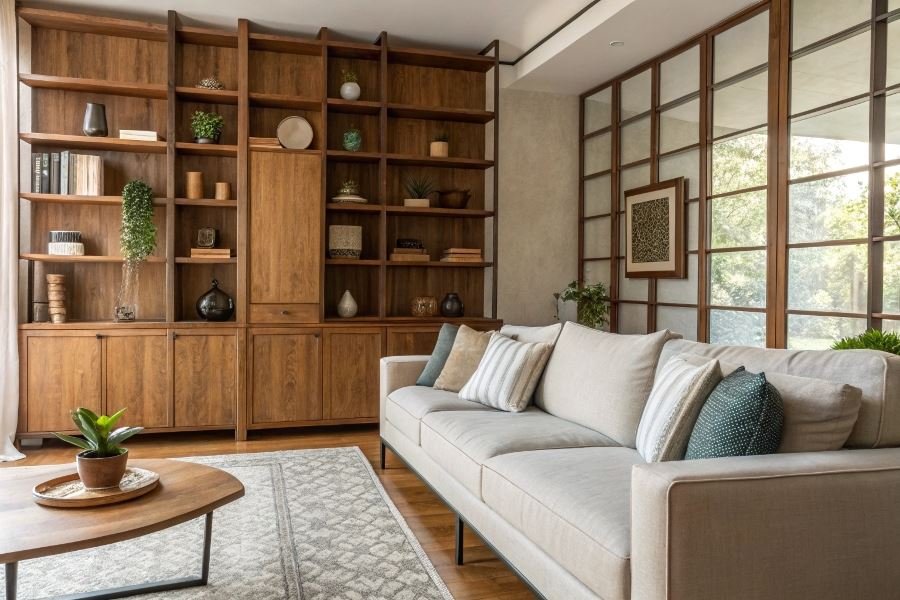 Идеальное сочетание настенных полок с мебелью: советы