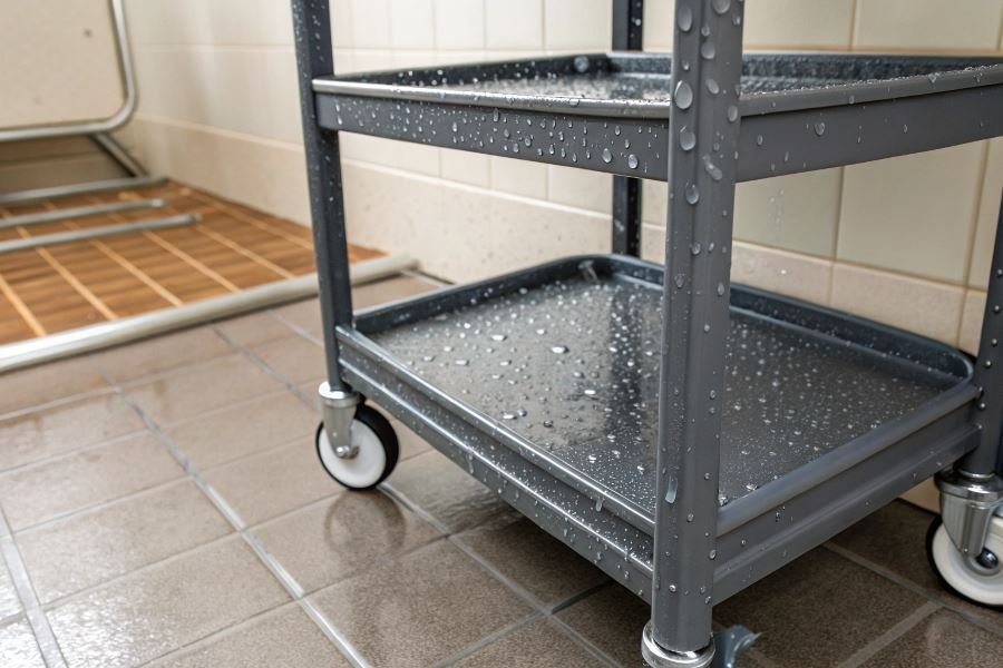 Влагостойкие этажерки на колесах: особенности и выбор